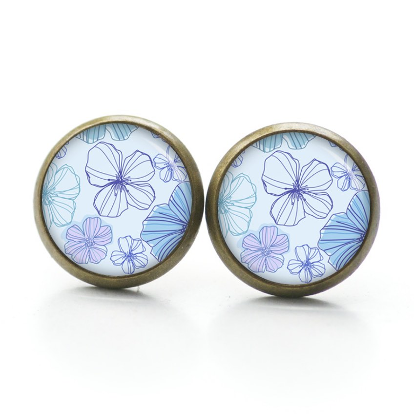 Druckknopf Ohrstecker Ohrhänger viele blaue Blumen Blumenmeer Druckknopf Ohrstecker Ohrhänger viele blaue Blumen Blumenmeer