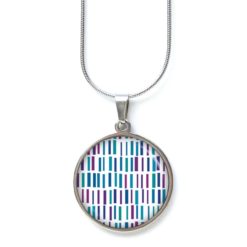 Druckknopf Ohrstecker Ohrhänger türkis violett blaue Striche