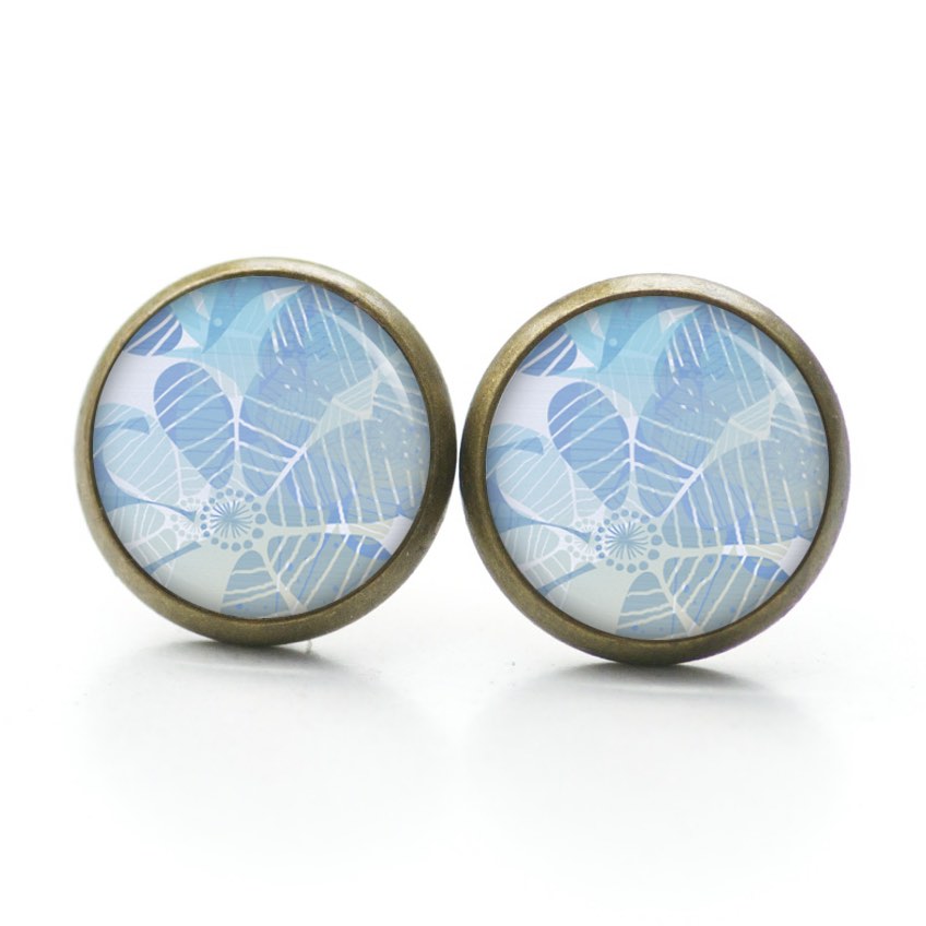 Druckknopf Ohrstecker Ohrhänger große hellblaue Blumen – Edelstahl Druckknopf Ohrstecker Ohrhänger große hellblaue Blumen - Edelstahl