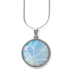 Druckknopf Ohrstecker Ohrhänger große hellblaue Blumen - Edelstahl