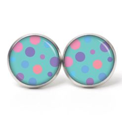 Druckknopf Ohrstecker Ohrhänger türkis mit bunte Punkte Tupfen