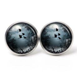 Druckknopf Ohrstecker Ohrhänger Gänse dunkelblau schwarz