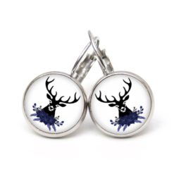 Druckknopf Ohrstecker Ohrhänger Clipse Oktoberfest Hirsch dunkelblau