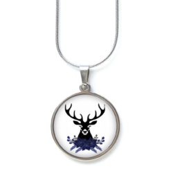 Druckknopf Ohrstecker Ohrhänger Clipse Oktoberfest Hirsch dunkelblau