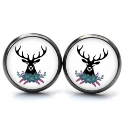 Druckknopf Ohrstecker Ohrhänger Clipse Oktoberfest Hirsch türkis u rosa