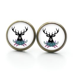 Druckknopf Ohrstecker Ohrhänger Clipse Oktoberfest Hirsch türkis u rosa