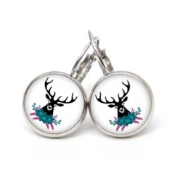 Druckknopf Ohrstecker Ohrhänger Clipse Oktoberfest Hirsch türkis u rosa