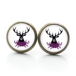 Druckknopf Ohrstecker Ohrhänger Clipse Oktoberfest Hirsch violett