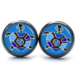Druckknopf Ohrstecker Ohrhänger Clipse Schildkröte blau