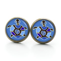 Druckknopf Ohrstecker Ohrhänger Clipse Schildkröte blau