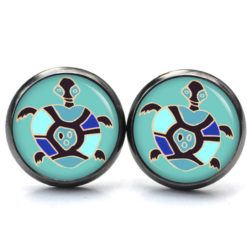 Druckknopf Ohrstecker Ohrhänger Clipse Schildkröte türkis