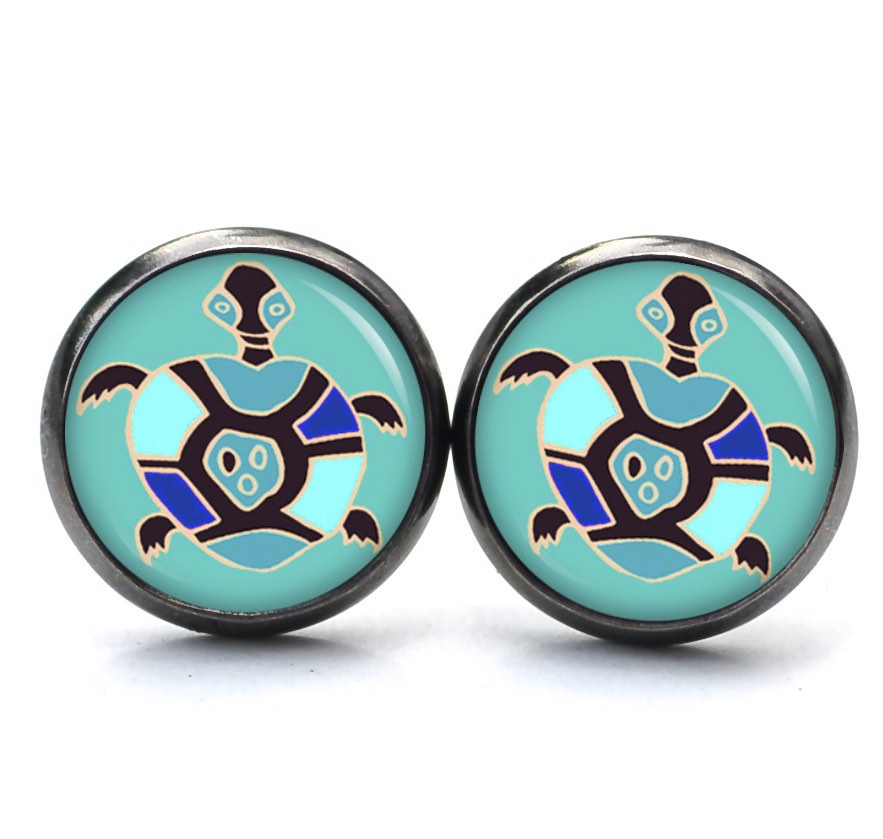 Druckknopf Ohrstecker Ohrhänger Clipse Schildkröte türkis Druckknopf Ohrstecker Ohrhänger Clipse Schildkröte türkis