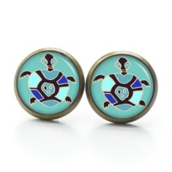 Druckknopf Ohrstecker Ohrhänger Clipse Schildkröte türkis