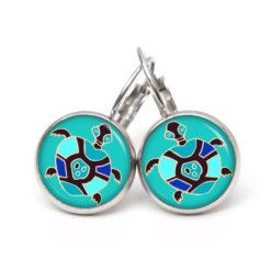 Druckknopf Ohrstecker Ohrhänger Clipse Schildkröte türkis