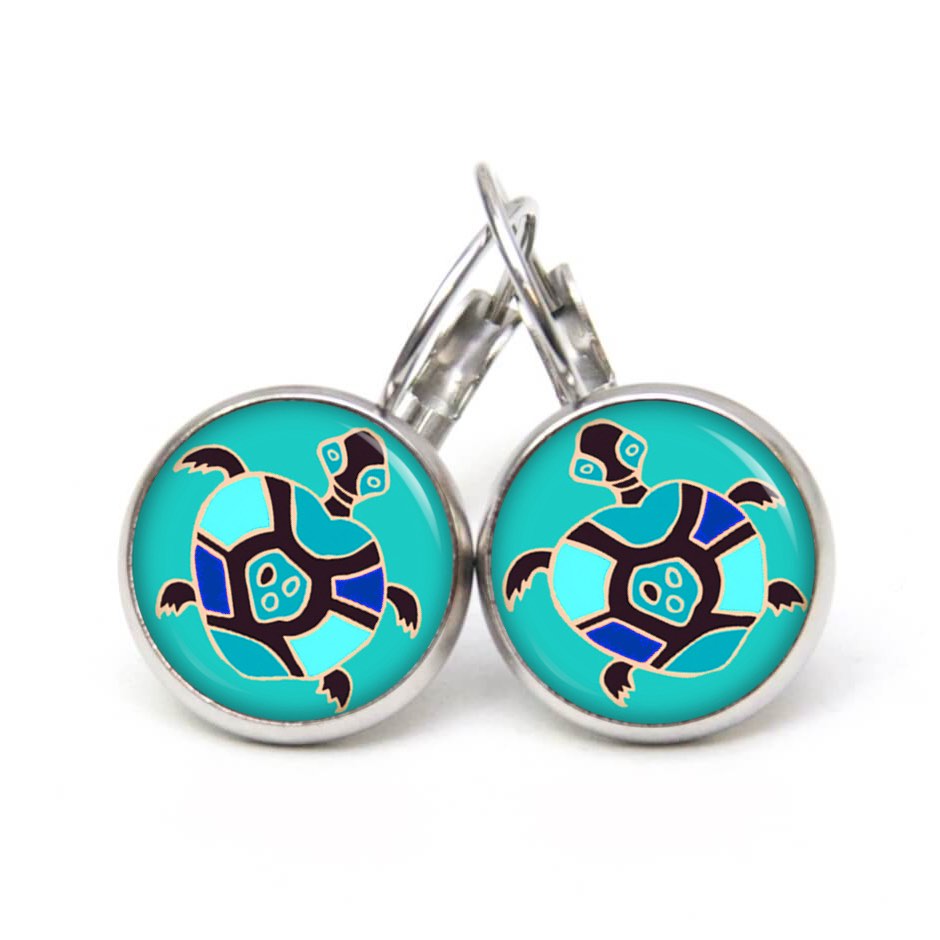Druckknopf Ohrstecker Ohrhänger Clipse Schildkröte türkis Druckknopf Ohrstecker Ohrhänger Clipse Schildkröte türkis