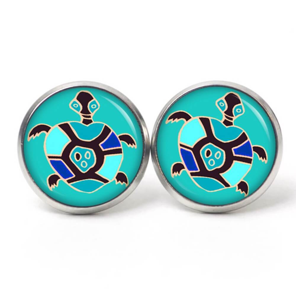 Druckknopf Ohrstecker Ohrhänger Clipse Schildkröte türkis Druckknopf Ohrstecker Ohrhänger Clipse Schildkröte türkis