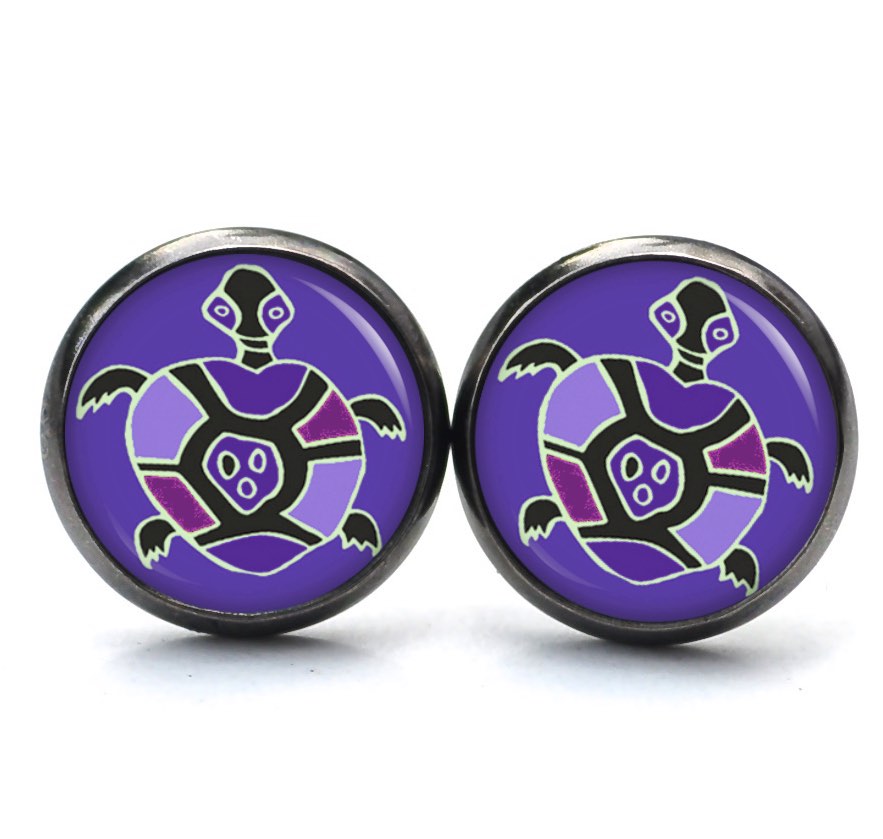 Druckknopf Ohrstecker Ohrhänger Clipse Schildkröte violett Druckknopf Ohrstecker Ohrhänger Clipse Schildkröte violett