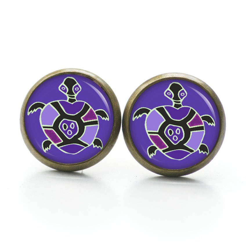Druckknopf Ohrstecker Ohrhänger Clipse Schildkröte violett Druckknopf Ohrstecker Ohrhänger Clipse Schildkröte violett