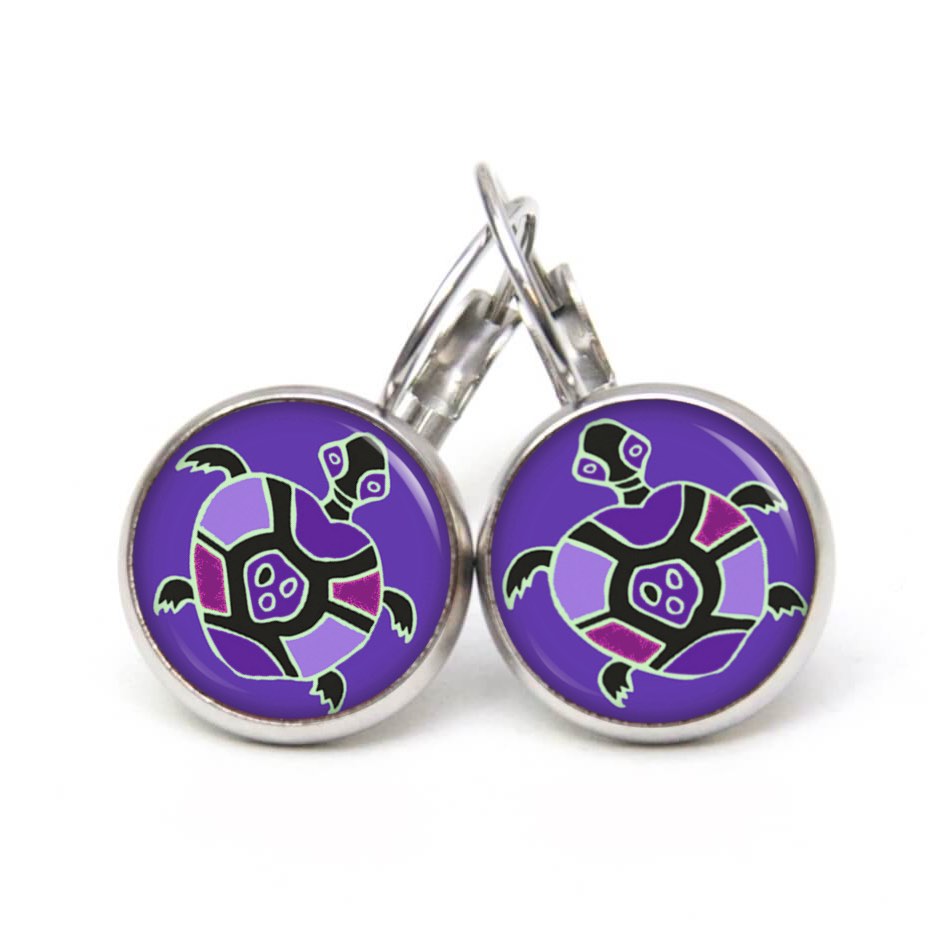 Druckknopf Ohrstecker Ohrhänger Clipse Schildkröte violett Druckknopf Ohrstecker Ohrhänger Clipse Schildkröte violett