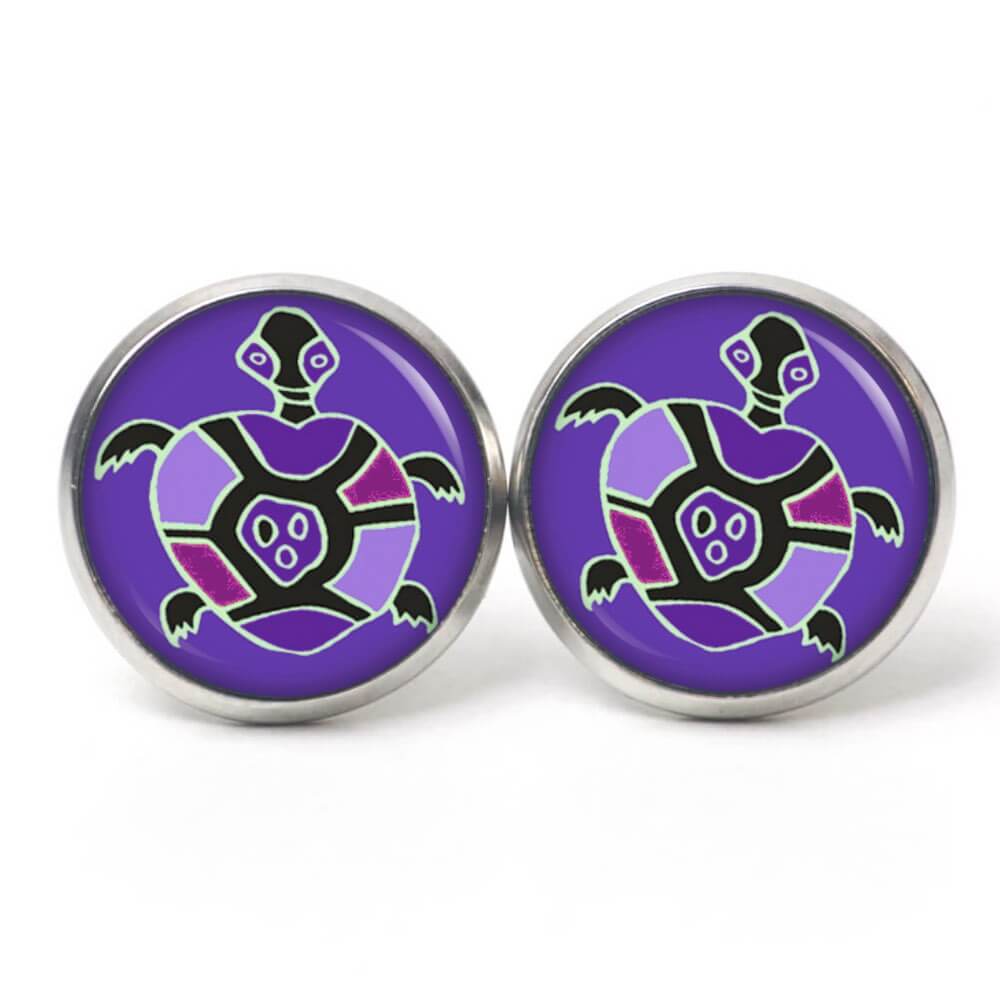 Druckknopf Ohrstecker Ohrhänger Clipse Schildkröte violett Druckknopf Ohrstecker Ohrhänger Clipse Schildkröte violett