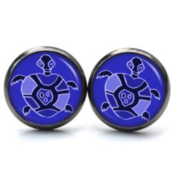 Druckknopf Ohrstecker Ohrhänger Clipse Schildkröte dunkelblau