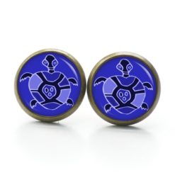 Druckknopf Ohrstecker Ohrhänger Clipse Schildkröte dunkelblau