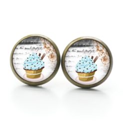 Druckknopf Ohrstecker Ohrhänger Clipse Cupcake Kuchen hellblau