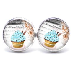 Druckknopf Ohrstecker Ohrhänger Clipse Cupcake Kuchen hellblau