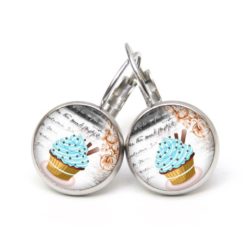 Druckknopf Ohrstecker Ohrhänger Clipse Cupcake Kuchen hellblau