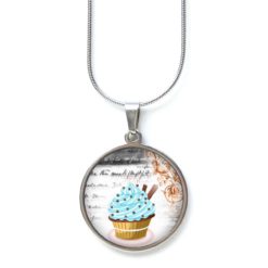 Druckknopf Ohrstecker Ohrhänger Clipse Cupcake Kuchen hellblau