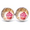 Druckknopf Ohrstecker Ohrhänger Clipse Cupcake rosa mit Kirsche
