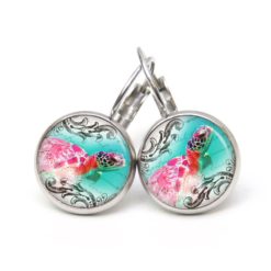 Druckknopf Ohrstecker Ohrhänger Clipse rosa Schildkröte