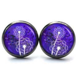 Druckknopf Ohrstecker Ohrhänger Clipse violette Pusteblume
