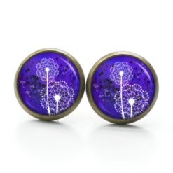Druckknopf Ohrstecker Ohrhänger Clipse violette Pusteblume