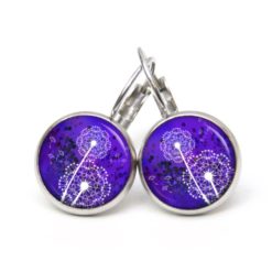 Druckknopf Ohrstecker Ohrhänger Clipse violette Pusteblume