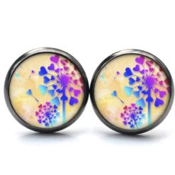 Druckknopf Ohrstecker Ohrhänger Clipse bunte herzen Pusteblume