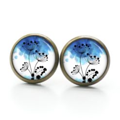 Druckknopf Ohrstecker Ohrhänger Clipse blau weiße Pusteblume