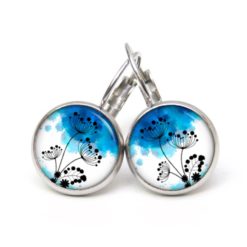 Druckknopf Ohrstecker Ohrhänger Clipse blau weiße Pusteblume