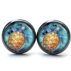 Druckknopf Ohrstecker Ohrhänger Clipse goldene Schildkröte