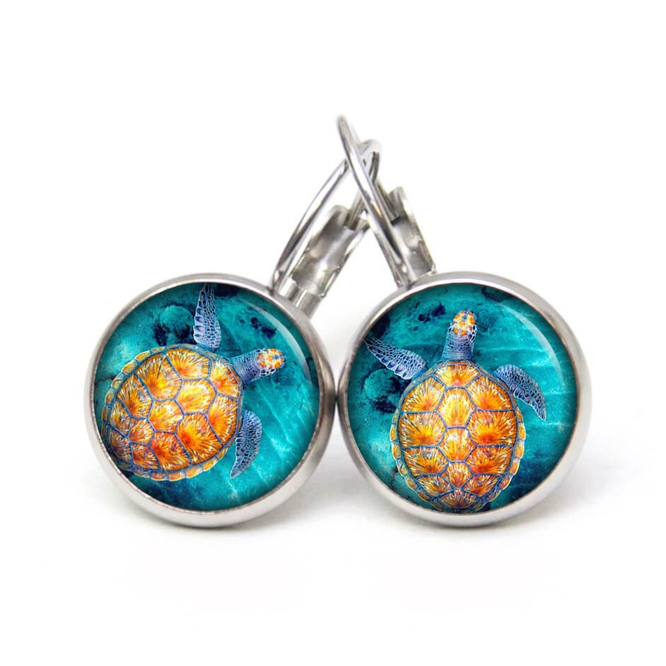 Druckknopf Ohrstecker Ohrhänger Clipse goldene Schildkröte Druckknopf Ohrstecker Ohrhänger Clipse goldene Schildkröte