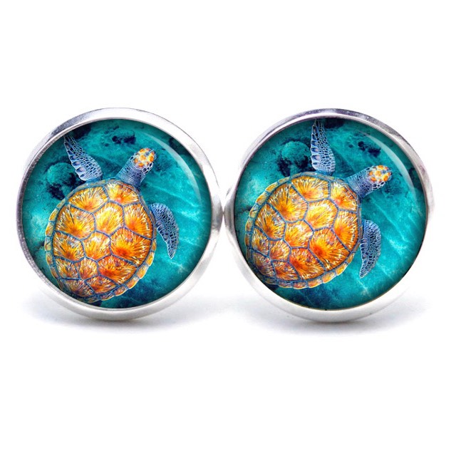 Druckknopf Ohrstecker Ohrhänger Clipse goldene Schildkröte Druckknopf Ohrstecker Ohrhänger Clipse goldene Schildkröte