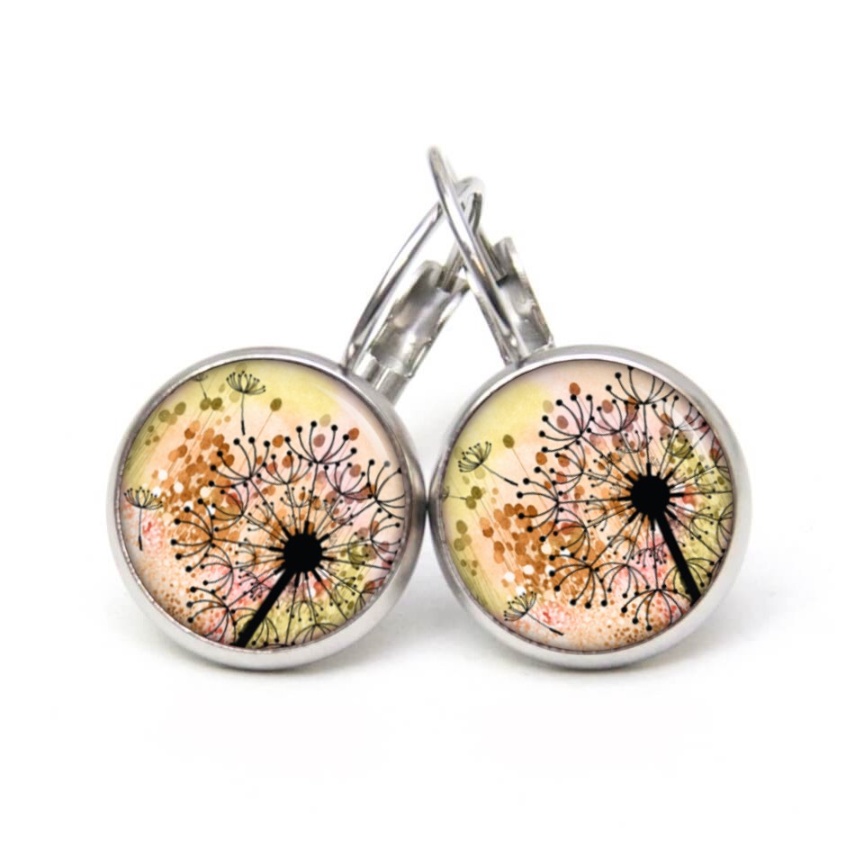 Ohrstecker, Ohrhänger, Clipse & Druckknopf – Motiv Gelbe Pusteblume – Schmuck aus Edelstahl Ohrstecker, Ohrhänger, Clipse & Druckknopf – Motiv Gelbe Pusteblume – Schmuck aus Edelstahl