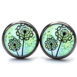 Druckknopf Ohrstecker Ohrhänger Clipse grüne Pusteblume