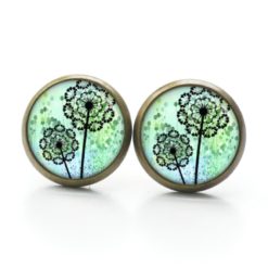 Druckknopf Ohrstecker Ohrhänger Clipse grüne Pusteblume