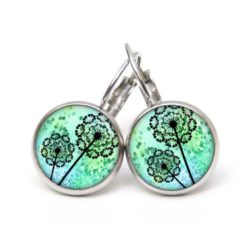 Druckknopf Ohrstecker Ohrhänger Clipse grüne Pusteblume