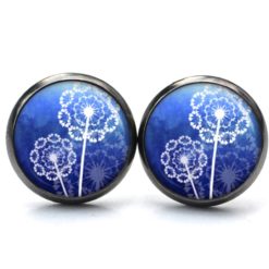 Druckknopf Ohrstecker Ohrhänger Clipse blaue Pusteblume