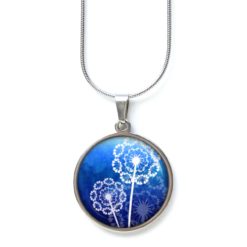 Druckknopf Ohrstecker Ohrhänger Clipse blaue Pusteblume