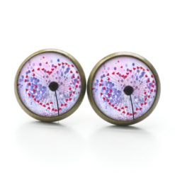 Druckknopf Ohrstecker Ohrhänger Clipse lila Herz Pusteblume