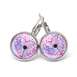 Druckknopf Ohrstecker Ohrhänger Clipse lila Herz Pusteblume