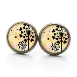 Druckknopf Ohrstecker Ohrhänger Clipse gelb schwarze Pusteblume